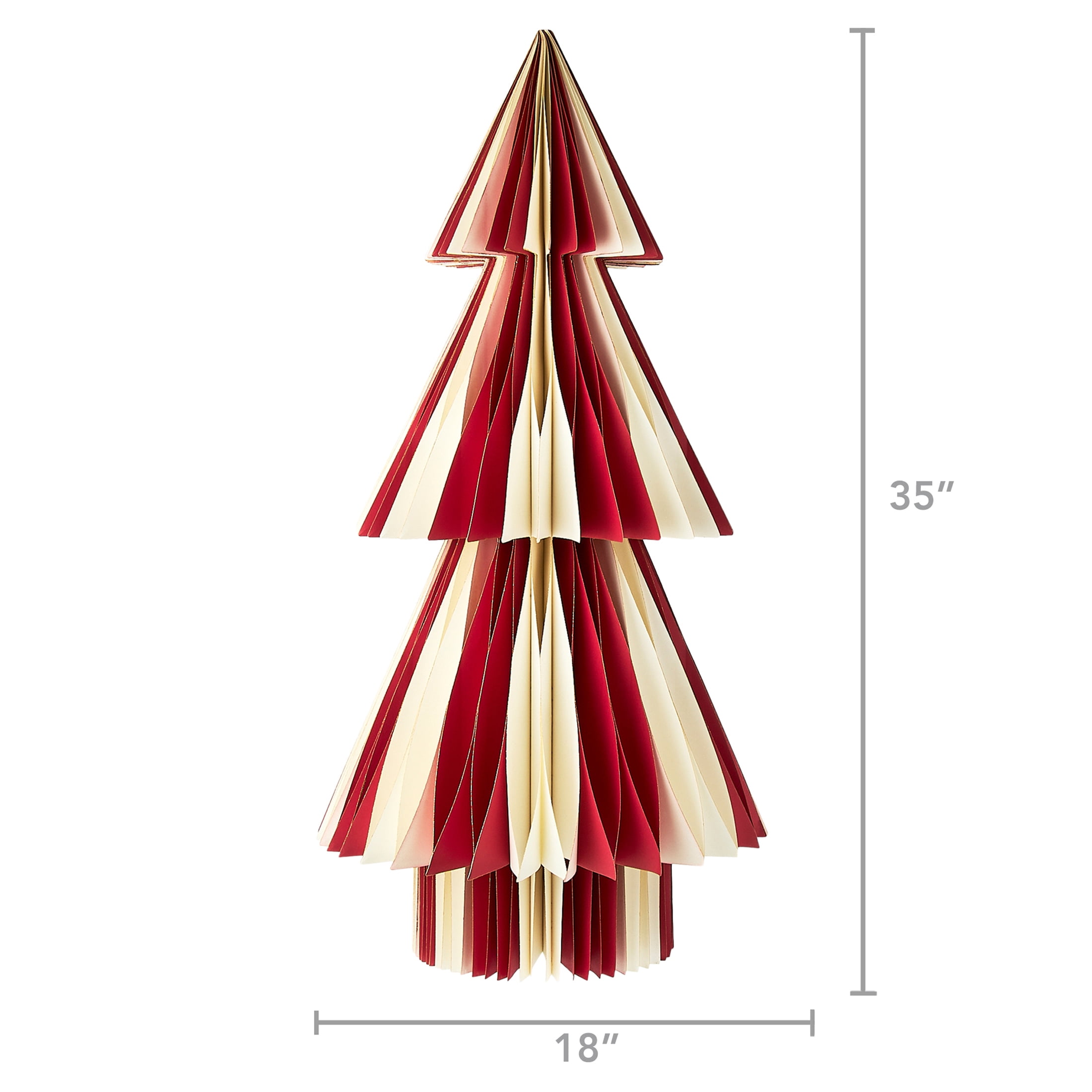 Honeycomb Paper Tree Christmas Decoration, Red and White, 35", by Holiday Time