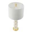 thumbnail image 3 of A&B Home Brass Table Lamp with Marble Disc Accent and Drum Fabric Shade - Brass, White Finish - White Shade, 3 of 7
