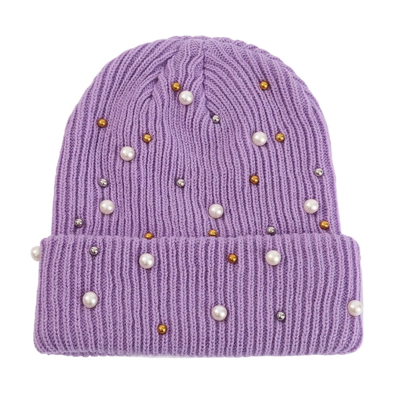 Bling Rhinestone Double Layer Knit Beanie Hats for Women  display picture 2