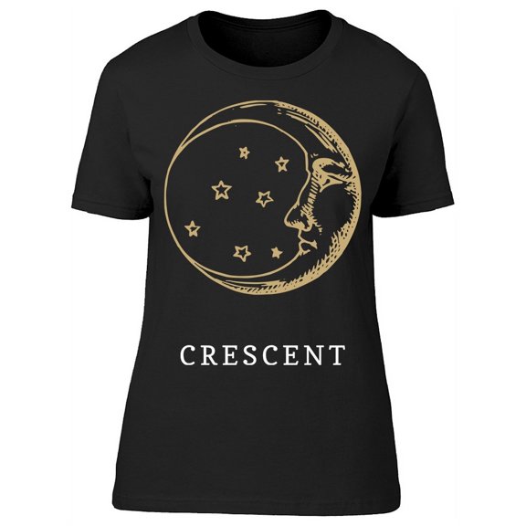 Crescent Hand Drawn Retro T-Shirt Women -Image by Shutterstock, Female XX-Large