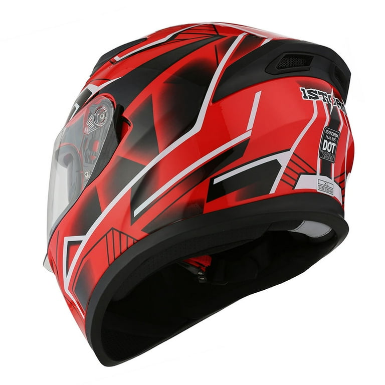 1Storm Motorcycle Modular Full Face Flip up Dual Visor Helmet + Spoiler +  Motorcycle Bluetooth Headset: HJK316 Mechanic Red - Walmart.com