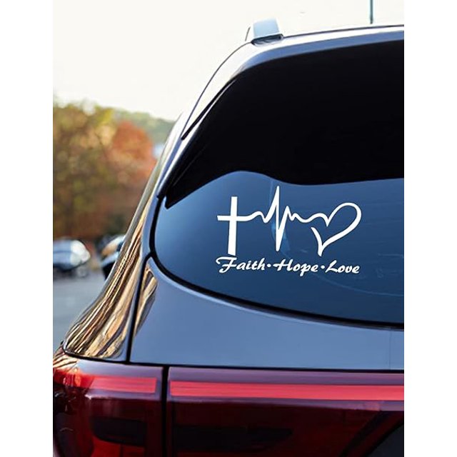 Pegatinas para coche con corazón de amor, esperanza, fe, cruz de Jesús, vinilo adhesivo