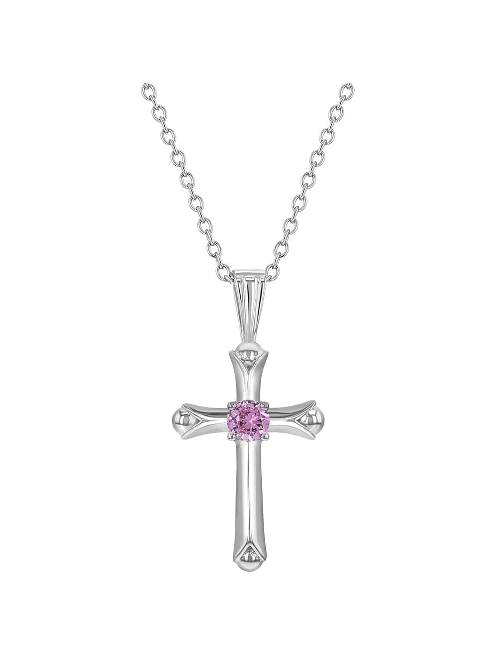 925 Sterling Silver Cross Necklace Jewelry Girls Kids Christening Pendant CZ 16 