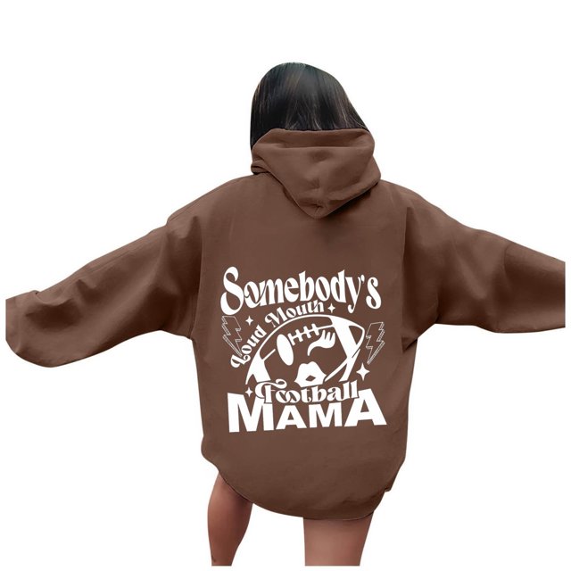 WEAIXIMIUNG Sweat à Capuche Rouge pour Femmes avec Imprimé Lettre de Football (Style 4)