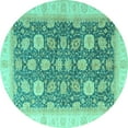 thumbnail image 1 of Ahgly Company Indoor Round Oriental Turquoise Blue Modern Area Rugs, 6' Round, 1 of 4