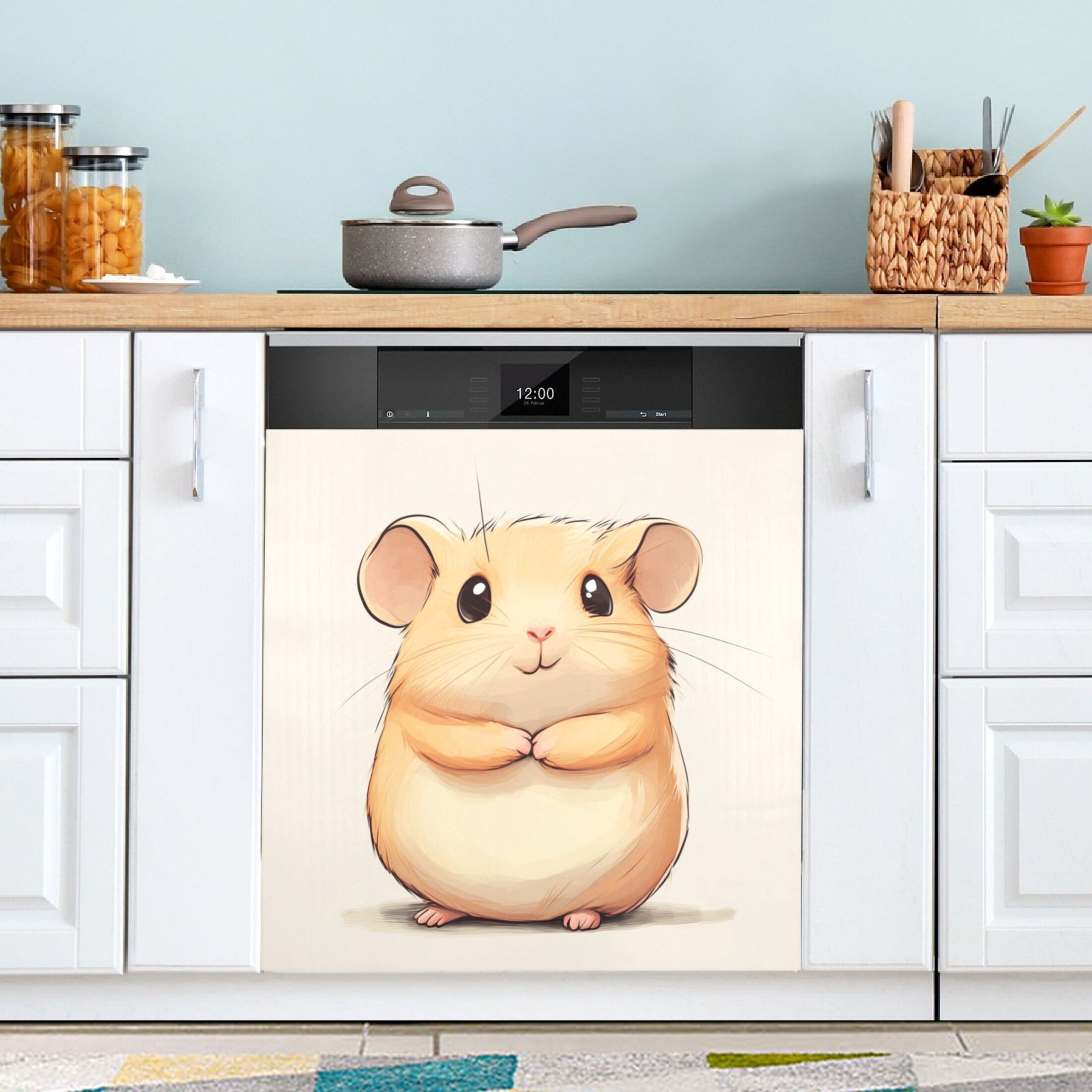 Dishwasher Magnetic Sticker 23x26 Inch Refrigerator Magnetic Sticker Washing Machine Magnetic Sticker Kitchen Panel Magnetic Sticker Home Decor Little Yellow Hamster