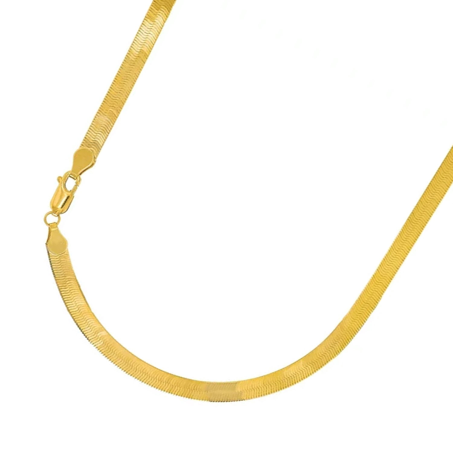 JewelStop 14k Solid Yellow Gold 3mm Silky Imperial Herringbone Chain Necklace with Lobster Claw, 18"- 4.2gr.