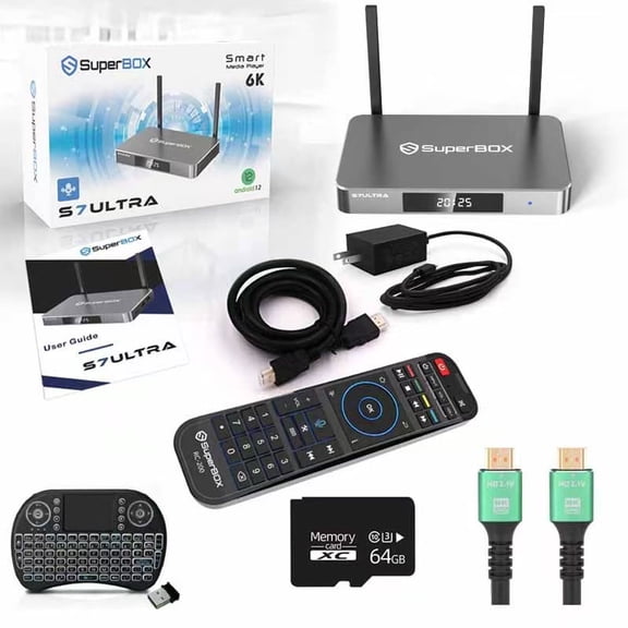 Latest SuperBox S7 Ultra 2026 Fully Loaded TV Box, 4GB RAM 128 GB ROM for Family Entertainment, Super Box S7ultra 6K Smart TV Box with Voice Remote, Time Shift & Parental Controls