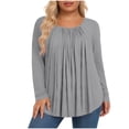 thumbnail image 1 of Hauts pour Femmes Grande Taille, Chemises Décontractées à Manches Longues Coupe Décontractée, Blouses à Col Rond T-Shirt Surdimensionné Confortable, Tenue d'Intérieur Tendance 2026 pour Usage Quotidien, 1 of 5