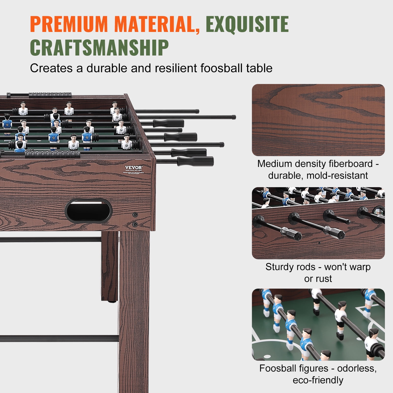 SKYSHALO Foosball Soccer Game Table Standard Size ,55 inch Foosball Table w/ Foosball Table Set, Includes 4 Balls and 2 Cup Holders for Home