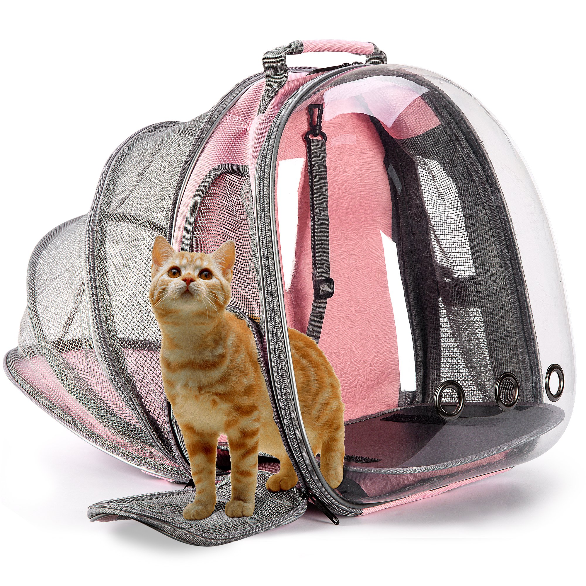 Expandable Cat Carrier Bubble Backpack, Space Capsule Clear Dome Pet Travel Carry Bag for Small
