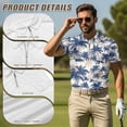 thumbnail image 4 of Aplkyhs Blue Tropical Tree Matching Golf Shirts for Couple Lightweight Mens Hawaiian Shirt Summer Lapel Business Casual Office Work Dress T Shirts Keep Cool in Hot Weather Quick Dry, 4 of 5