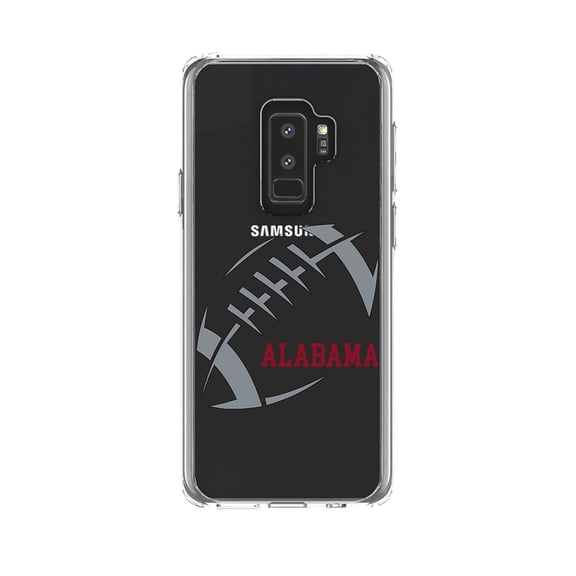 DistinctInk Clear Shockproof Hybrid Case for Samsung Galaxy S9  PLUS (6.2" Screen) - TPU Bumper, Acrylic Back, Tempered Glass Screen Protector - Alabama Football - Crimson, Gray
