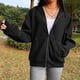 thumbnail image 5 of Chaqueta Sudadera básica para mujer, corte holgado, con capucha, estilo informal, con cremallera, ropa de calle, traje Cgtredaw Xl Negro para Mujer, 5 of 7