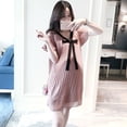thumbnail image 1 of Vestido plisado suelto para mujer, suave, transpirable, elegante, con lazo, vestido de maternidad para la vida diaria, compras, rosa M, 1 of 7