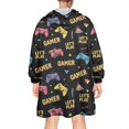 thumbnail image 2 of Wearable Oversized Blanket,Neon Controllers Games Icons Black Pattern Wearable Blanket Hoodie for Adults,Cozy Hooded Blankets with Super Pockets,Super Warm Fuzzy Pullover for Women & Men, 2 of 6