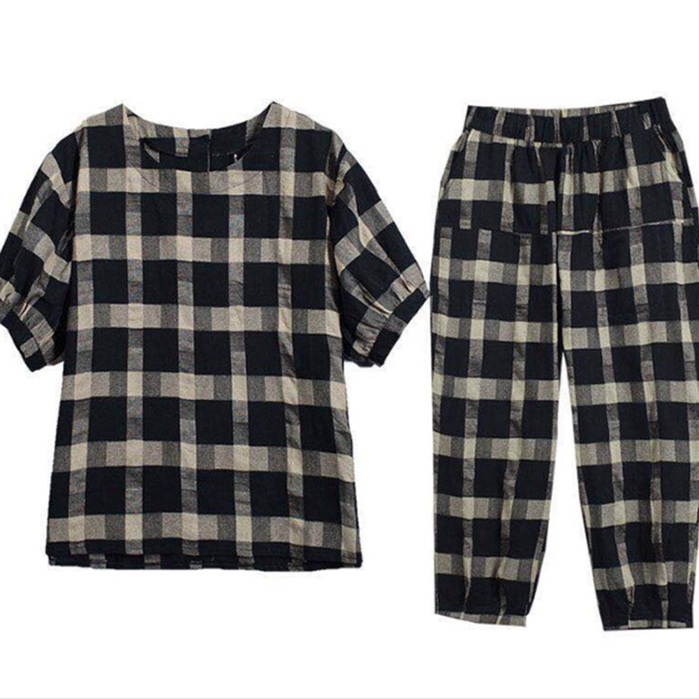 Womens plaid tracksuit Clearance