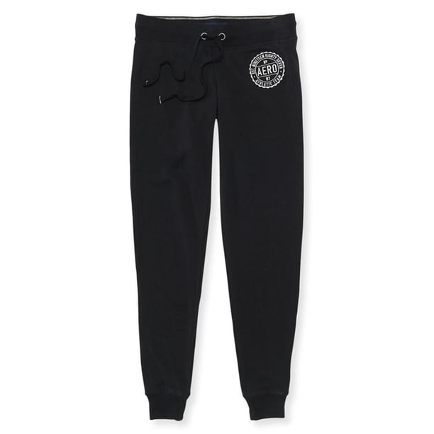 Aeropostale Womens 1987 Team Athletic Jogger Pantalones, Negro, X-Large Aeropostale Persona que practica jogging