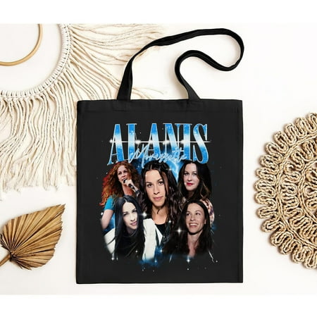 vintage BLACK Vintage Alanis Morissette Retro Tote Bag  Vintage Photoshoot Bootleg 90s Inspired  Aesthetic Graphic   Gift For Fan Bag-TH40357