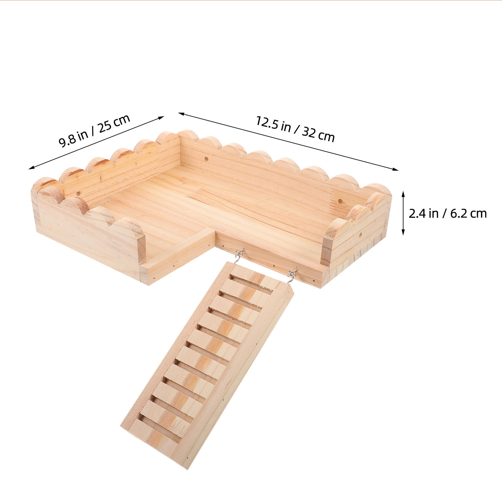 OFFIGAM Small Pet Hamster Play Platform Wood Toy in Khaki Color, 1 Set Cage Accessory for Hamsters and Small Animals