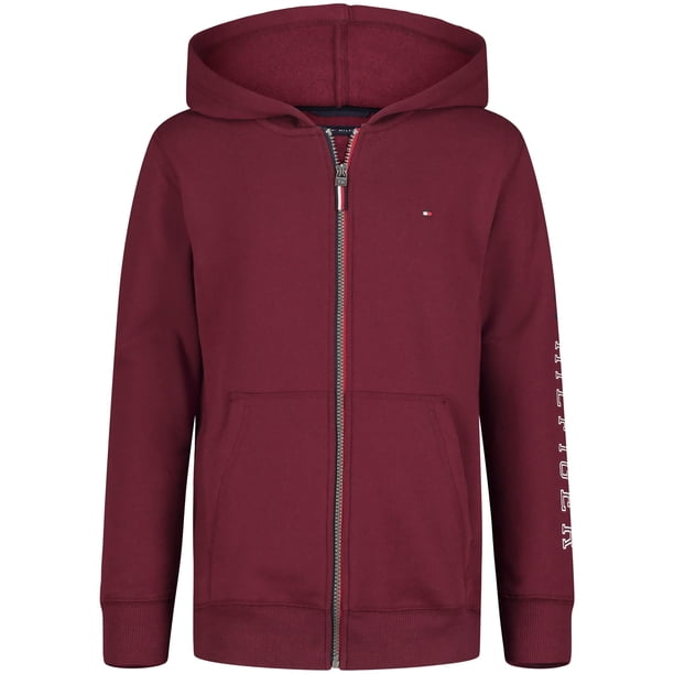Sudadera con capucha Tommy Hilfiger para niños, manga larga, forro polar, cierre completo, 14-16