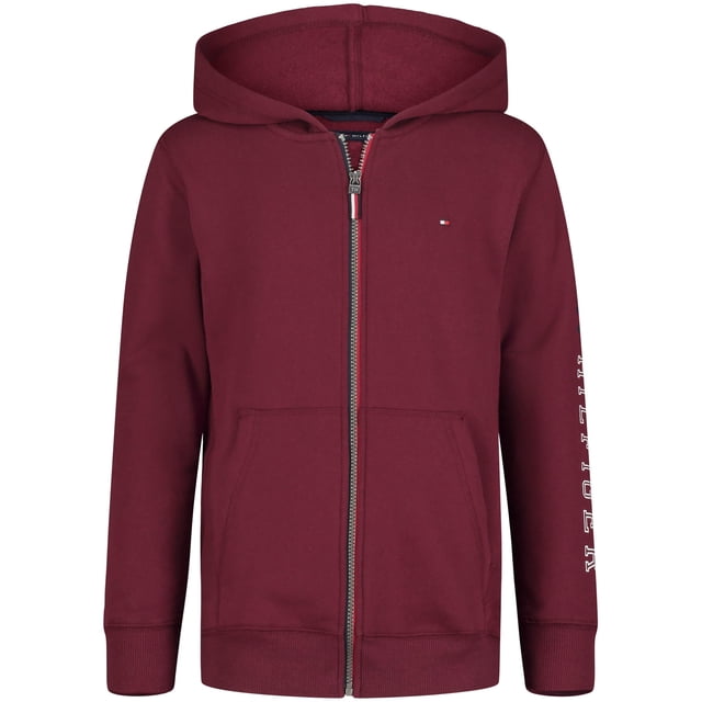 Sudadera con capucha Tommy Hilfiger para niños, manga larga, forro polar, cierre completo, 14-16
