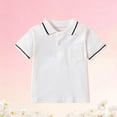 thumbnail image 5 of DAETIROS Boys Short Sleeve Polo Shirt 100% Cotton White Contrast Stripes Casual Everyday Wear with Pocket 2-14 Years,Size 9-10 T, 5 of 8