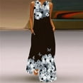 thumbnail image 2 of Robes d'Été pour Femmes 2022 Robe Longue d'Été Sans Manches Imprimée Col en V Ample Boho Plage avec Poches, 2 of 5