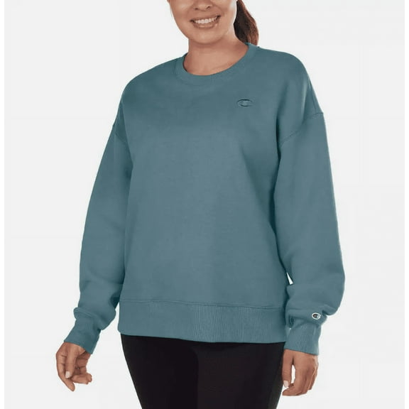 Champion Ladies' Sueded Crewneck Pullover (Blue, Large)