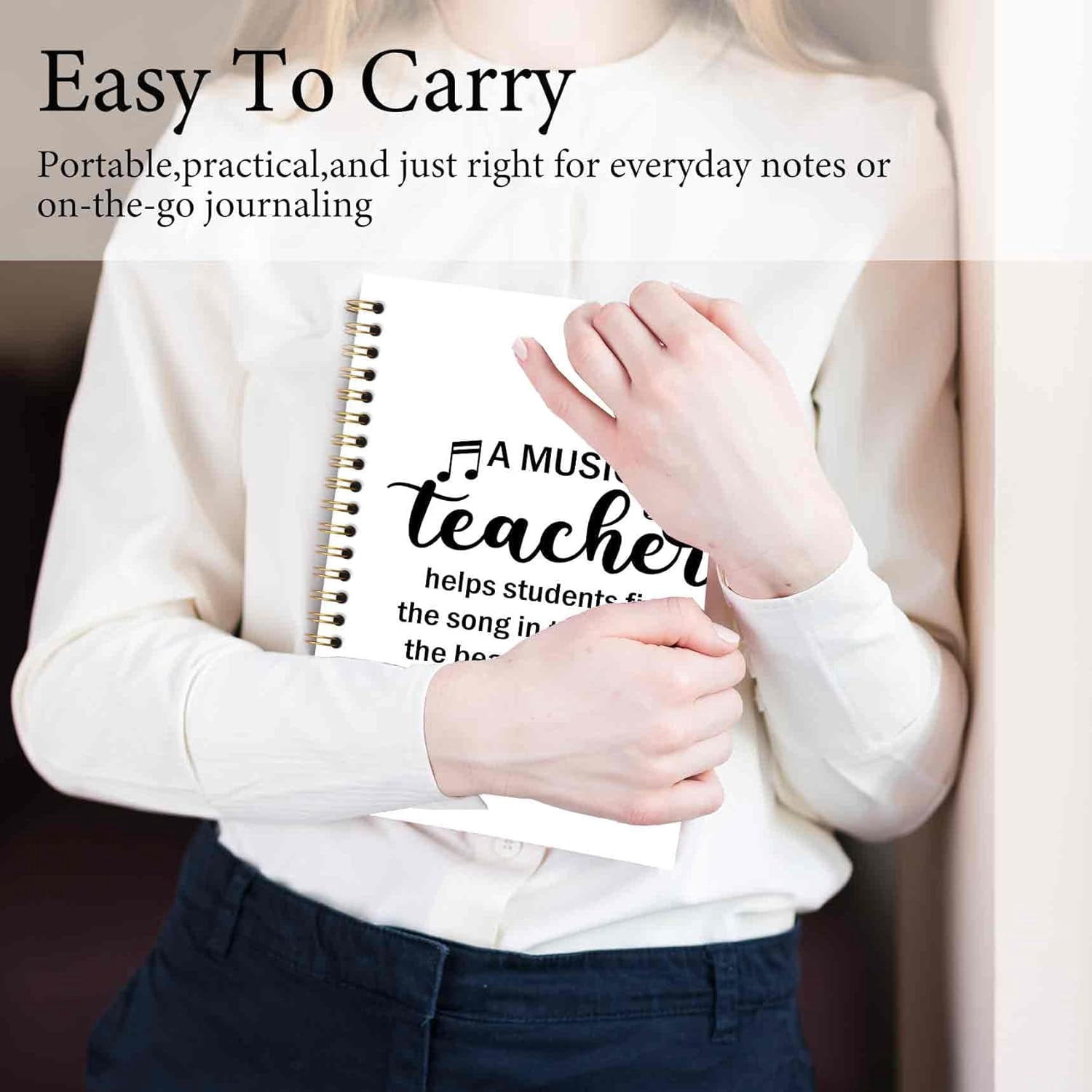 Music teacher notebook diary 5.5x8.3 inches, music teacher gift, songwriting notebook, for writing, hardcover spiral notebook for note-taking
