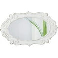 thumbnail image 6 of Vintage Oval Decorative Ornate Wall Mirror 20 X 31 inch, Handmade Distressed White Carved Wood, 6 of 9