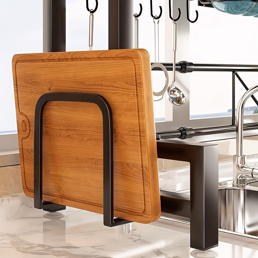 Adjustable Expandable Metal Sink Storage Rack - Space-Saving Countertop Organizer for Cutlery, Cups & Cooking Tools, Black