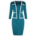 thumbnail image 2 of Sumai Women's Fashion 3/4 Sleeve 2 in 1 Slim Commuter Patchwork Wrap Hip Dress, 2 of 5