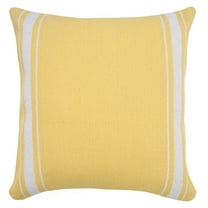 Laddha Home Designs 20" Yellow and White Halo Striped Border Square Throw Pillow