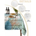 thumbnail image 5 of Teal Beach Coastal Rectangle Tablecloth, Summer Nautical Coral Shell Botanical Vintage Waterproof & StainResistant Tablecloth, Washable Oil-proof Table Cover for Dining/Party/Wedding/Buffet 60x84 In, 5 of 9