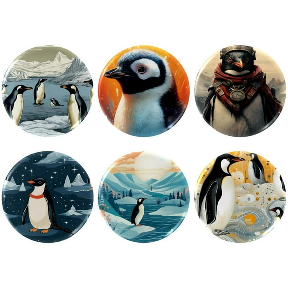 Penguin Badges with Pins for Backpacks Parties Ties Hats Corporate Events Personalized Custom Photo Text Logo Button