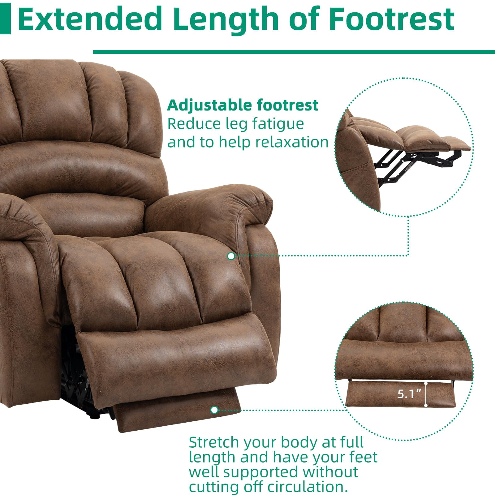 VIVIJASON Tall Man Large Power Lift Recliner Chair with Extended Footrest for Elderly, Overstuffed Wide Electric Lift Chair with Heat & Massage, 2 Remote Controls, Side Pockets & USB Ports, Brown