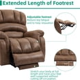 thumbnail image 3 of VIVIJASON Tall Man Large Power Lift Recliner Chair with Extended Footrest for Elderly, Overstuffed Wide Electric Lift Chair with Heat & Massage, 2 Remote Controls, Side Pockets & USB Ports, Brown, 3 of 7