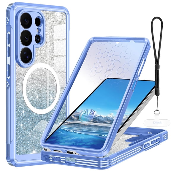 Dteck for Samsung Galaxy S26 Ultra Case with Built-in Screen Protector, Magnetic Phone Case Compatible with MagSafe,Full Body Shockproof Clear Protective Phone Cover,Blue