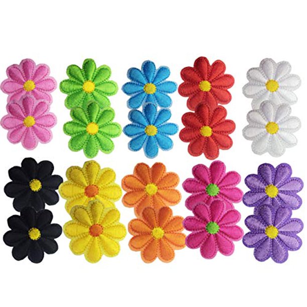 GeekM 20 Pcs Iron On Patches Flower Applique Patches Mixed Color Decorative Patches Walmart