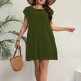 thumbnail image 6 of gljltg Pregnant Short Dress for Women Round Neck Casual Outdoor Summer Stylish Solid Color Flare Short Ruffle Sleeve Shirt Dress Maternity Loose Dress, 6 of 6