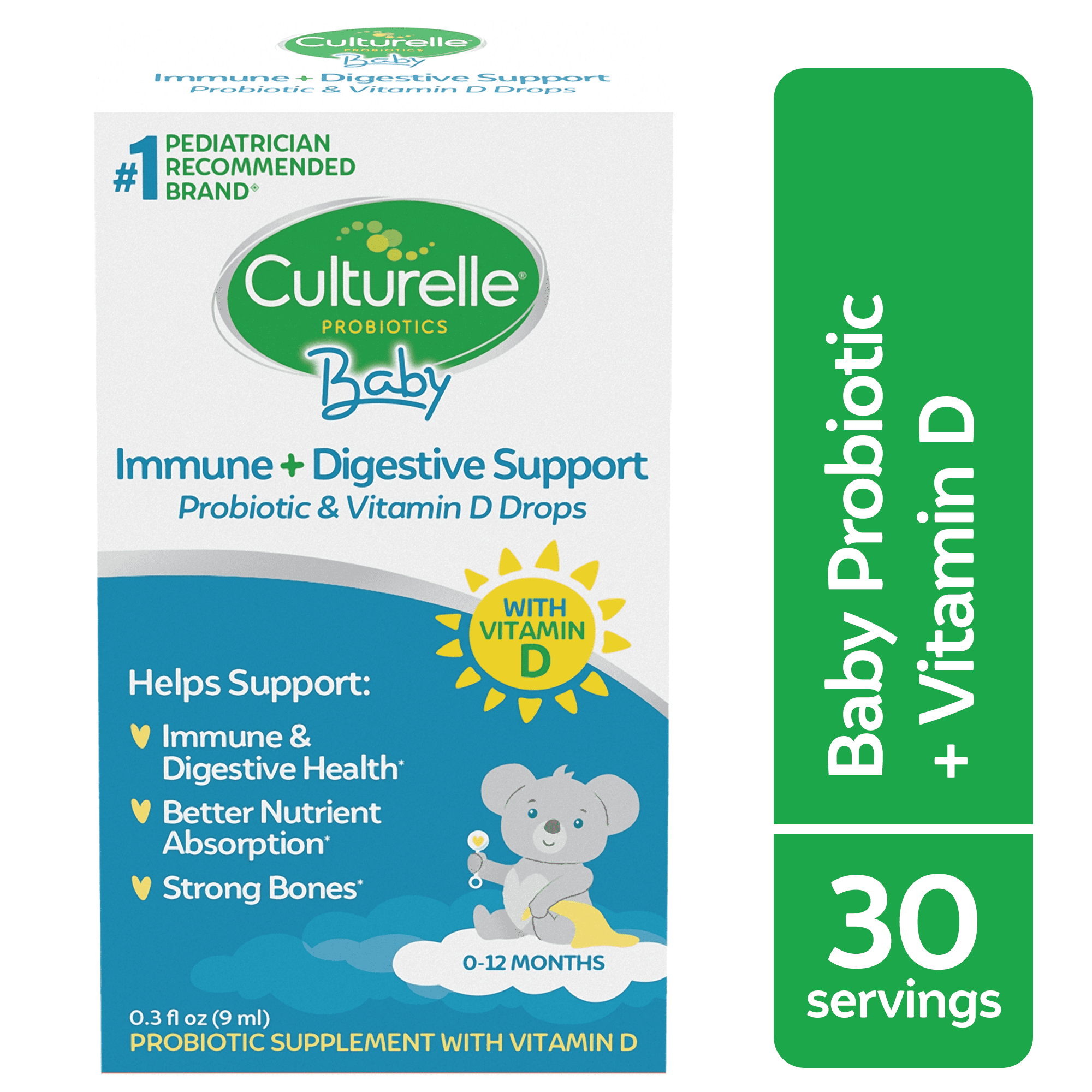 Culturelle Baby Digestive Support Probiotic + Vitamin D Drops Supplement, Immunity & Digestion Support for Infants 0-12 Months, 30 Servings