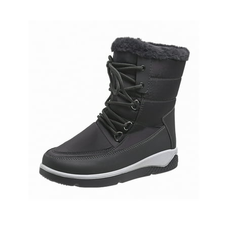 

Kesitin Women Winter Boot Wedge Snow Boots Lace Up Warm Ankle Bootie Wear Resistant Comfortable Booties Walking Plush Lining Comfort Shoe Gray 5