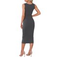 thumbnail image 3 of INSPIRE CHIC Sleeveless Dress for Women's Elegant Square Neck Waisted Ruched Bodycon Evening Party Midi Dresses XL Grey, 3 of 6