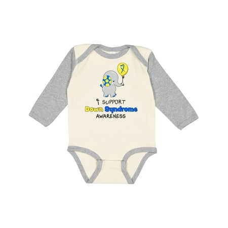

Inktastic I Support Down Syndrome Awareness Elephant with Balloon Gift Baby Boy or Baby Girl Long Sleeve Bodysuit