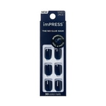 KISS imPRESS Color Press On Nails, ‘What Matters’, Navy, Short Squoval, 30 Count