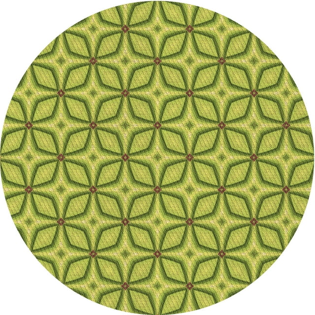 Ahgly Tapis Rond Lavable en Machine Intérieur Transitionnel Néon Jaune Vert, 6 Pieds Rond