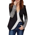 thumbnail image 1 of MKLEKYY Veste en Cuir pour Femmes Col Montant Dégradé Patchwork à Sequins Manches Longues Fête, 1 of 5