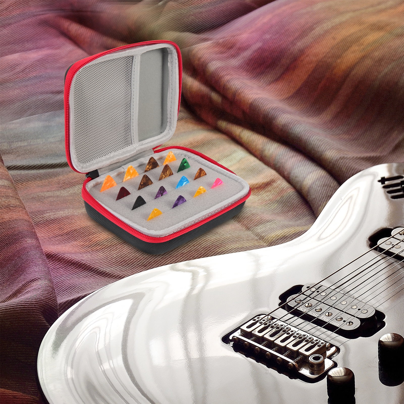 4 Sets  of Guitar Pick Case Holder with Guitar Picks Professional Guitar Accessories
