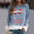 thumbnail image 2 of Gibobby Sudaderas navideñas Sudadera con estampado navideño para mujer Top Glass Ltter Sudadera de manga larga Blusa informal Temperament Pullover Top(Azul,G), 2 of 5